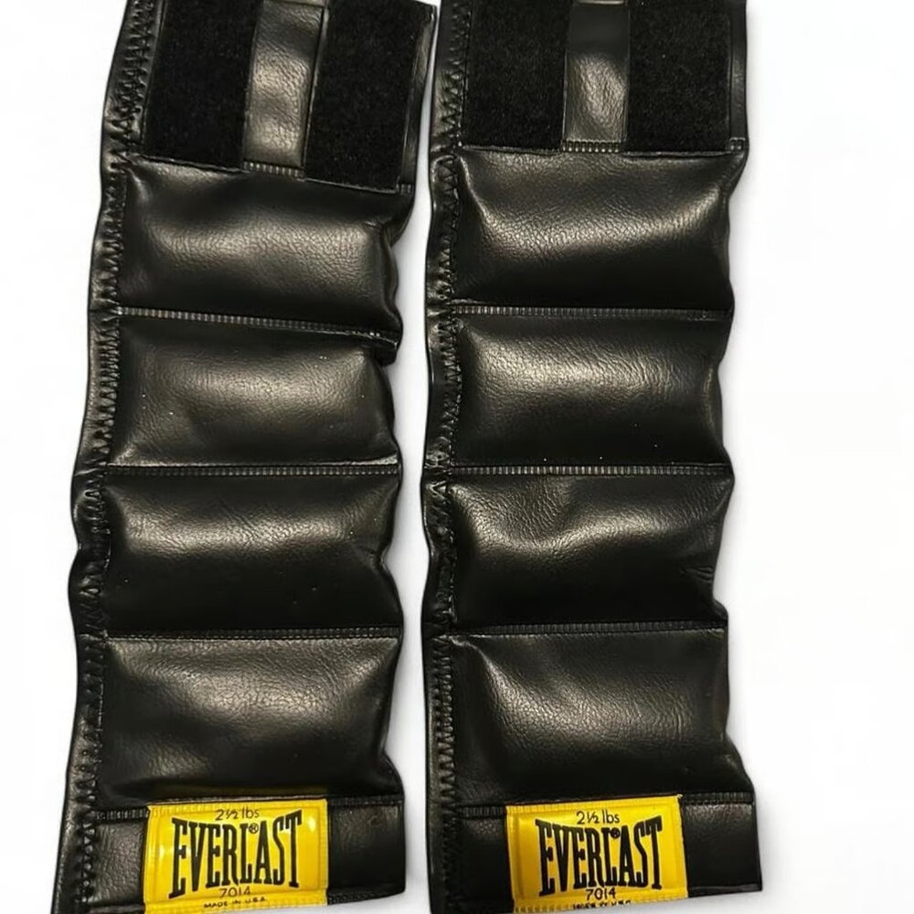 Everlast 7014 Vintage Leather Ankle Weights 5lb Pair Black